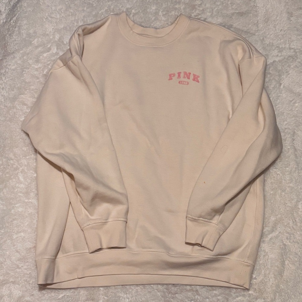 PINK Victoria's Secret Cream Crewneck Sweater